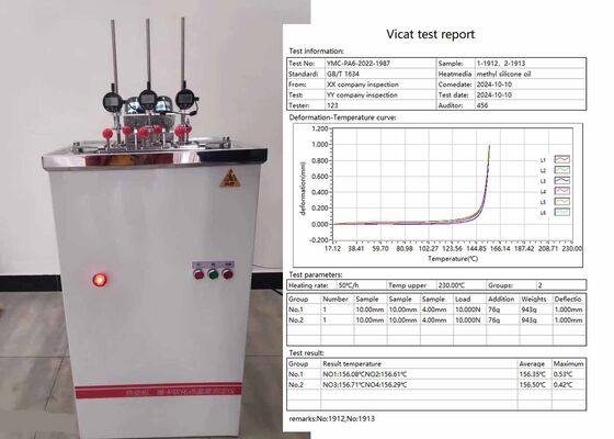 حل آلة اختبار HDT VICAT لقياس درجة حرارة التشوه الحراري ونقطة تليين عينات البوليمر والبلاستيك